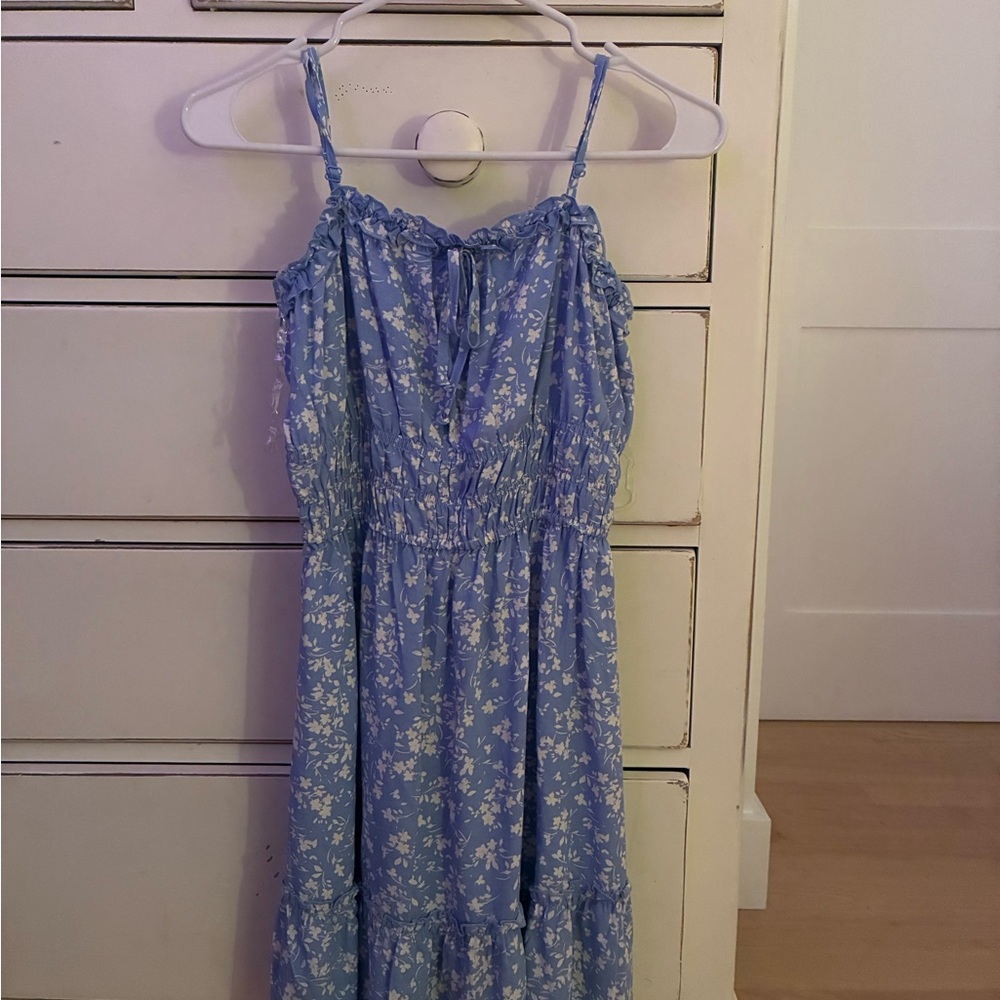 June & Hudson Blue and White Floral Kids Dress